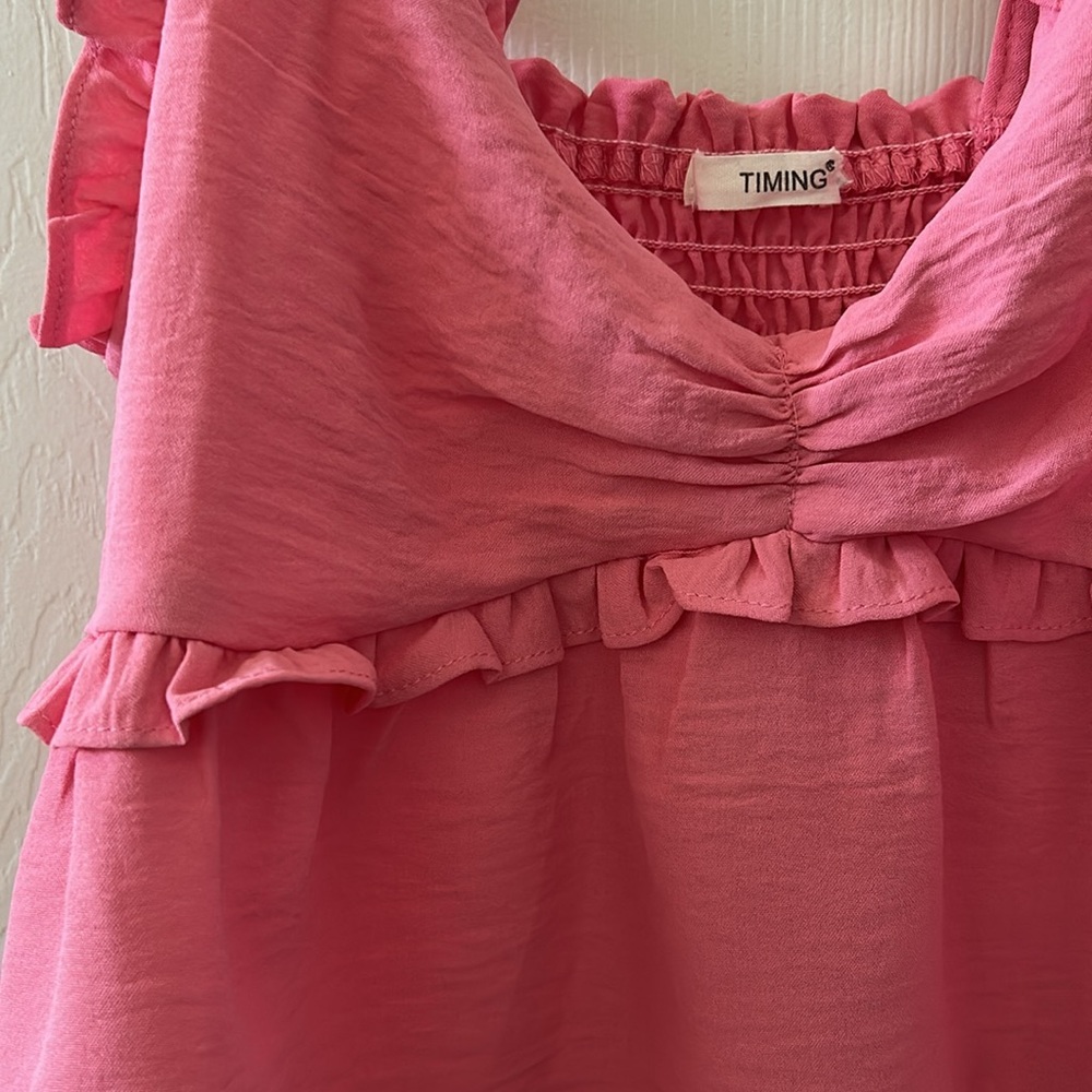 Timing Pink Ruffled Crop Top - Picture 3 of 4
